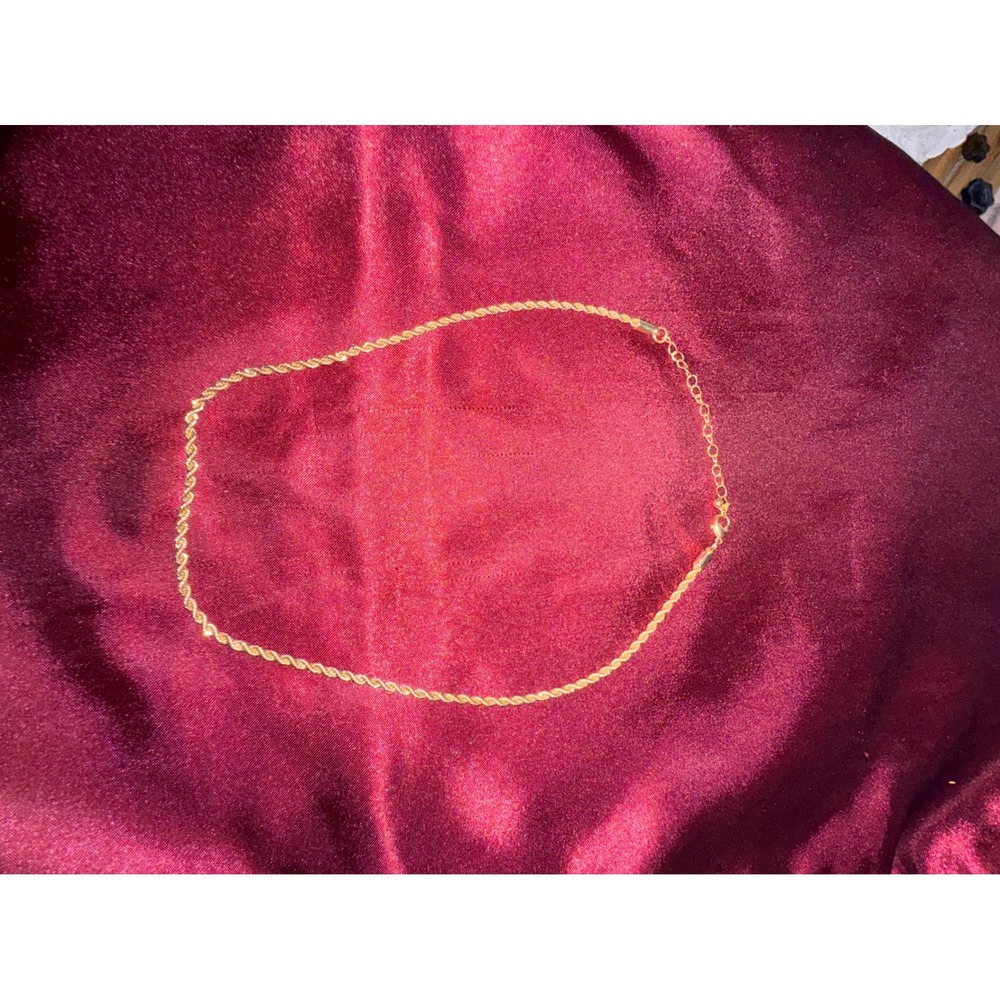 Gold‎ Tone Rope Chain Necklace Adjustable 14-16.5 Inch Lobster Clasp Jewelry